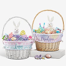 Pastel Tie Dye Personalized Easter Basket With Folding Handle - 30244
