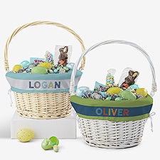 Boy's Colorful Name Personalized Easter Basket With Folding Handle - 30250