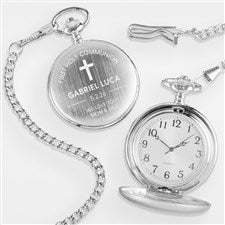 First Communion Engraved Silver Pocket Watch - 30329
