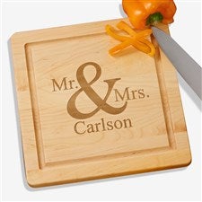 Maple Leaf Personalized Mr. & Mrs. Square Wedding Cutting Boards - 30467D