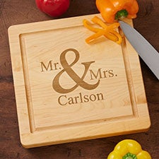 Maple Leaf Personalized Mr. & Mrs. Square Wedding Cutting Boards - 30467D