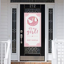 It's A Girl Baby Announcement Personalized Door Banner - 30896