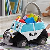 Police Truck Embroidered Plush Toy Storage Basket - 30971