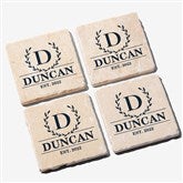 Wedding Wreath of Love Personalized Tumbled Stone Coasters - 31268