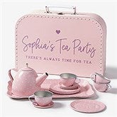 Pink Polka Dot Personalized Kids Tea Set with Case - 31521