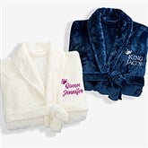 King and Queen Wedding Embroidered Luxury Fleece Robes - 31769