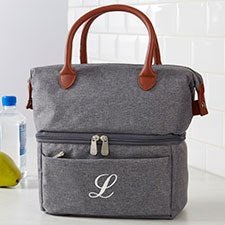 Heathered Gray Embroidered Personalized Lunch Bag - 31855