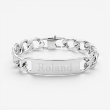 Engraved Men's Stainless Steel Curb Link ID Bracelet - 31863D