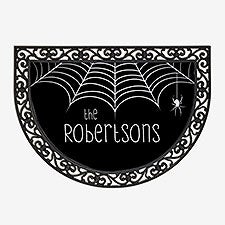 Spider Web Personalized Half Round Halloween Doormat - 32045