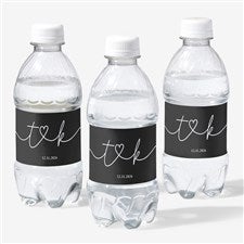 Drawn Together By Love Personalized Wedding Water Bottle Labels - 32409