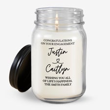 Drawn Together By Love Personalized Engagement Candle Jar - 32411