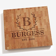 Laurel Wreath Personalized Butcher Block Cutting Board - 32424
