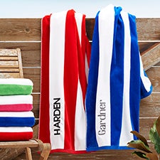 Custom Embroidered Cabana Stripe Beach Towels - 32723