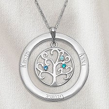 Family Tree Personalized Birthstone Necklaces - 32868D