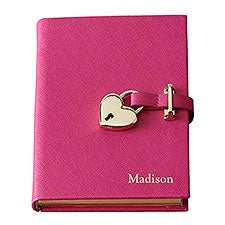 Personalized Leatherette Heart Lock Journals - 33236D