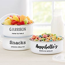 Kitchen Text Personalized Enamel Bowl with Lid - 33283