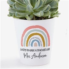 Boho Rainbow Teacher Personalized Mini Flower Pot - 34398