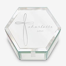 Holy Name Personalized First Communion Mirrored Jewelry Box - 34412