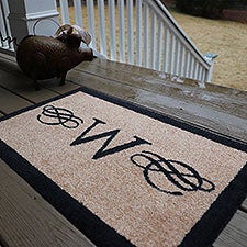 Calligraphy Monogram Personalized Black ColorStar Indoor-Outdoor Doormat  - 35034D