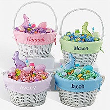 Personalized White Easter Basket With Drop-Down Handle - 35122