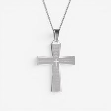 Engravable Lord's Prayer Cross Necklace  - 35556D