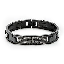 Black Engravable Men's Lord's Prayer Bracelet  - 35558D