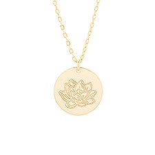 July Birth Flower Water Lily Gold Pendant  - 35874D