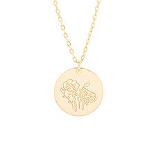 August Birth Flower Poppy Gold Pendant - 35875D