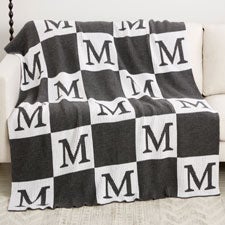 Personalized Initial and Blocks Woven Blanket - 36003D