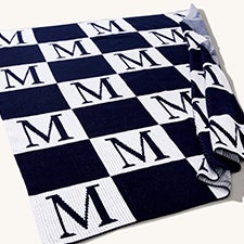 Personalized Initial and Blocks Woven Blanket - 36003D