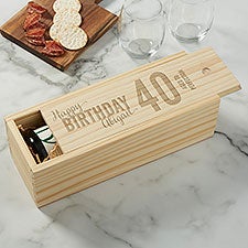 Bold Birthday Personalized Wood Wine Box - 36123