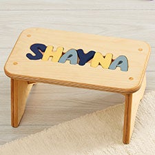 Navy Mix Name Personalized Name Puzzle Stools - 36614D