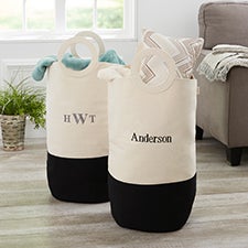 Embroidered Canvas Storage Tote - 36874