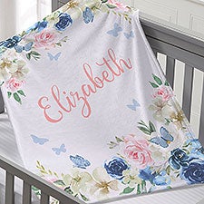 Personalized Baby Blankets for Girls - Butterfly Kisses - 36894