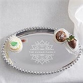 Diwali Personalized Oval Serving Tray - Mariposa® String of Pearls  - 37042