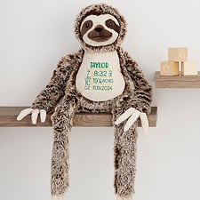 Birth Info Personalized Long Legged Sloth Stuffed Animal  - 37180