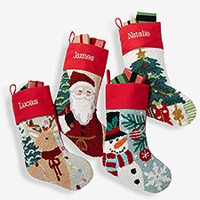 Classic Character Embroidered Hooked Christmas Stockings  - 37556