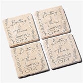 Elegant Couple Personalized Wedding Tumbled Stone Coaster Set  - 37823