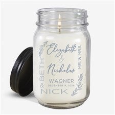 Personalized Wedding Farmhouse Candle Jar - Elegant Couple - 37826
