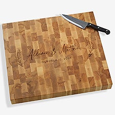 Elegant Couple Personalized Wedding Butcher Block Cutting Board  - 37832