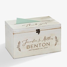 Elegant Couple Engraved Wooden Wedding Keepsake Card Box  - 37840
