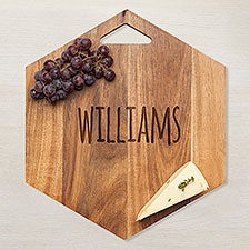 Personalized Modern Hexagon Charcuterie Board - Acacia Wood - 38004D