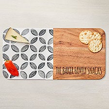 Personalized Black & White Enamel Acacia Serving Board - 38005D