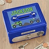 Construction & Monster Trucks Personalized Cash Box  - 38451