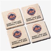 MLB New York Mets Personalized Tumbled Stone Coaster Set  - 39422