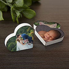 Personalized Photo Heart Wood Magnet  - 39497