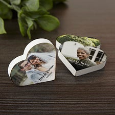 Photo, Name & Date Personalized Heart Wood Magnet  - 39772