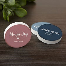 Name & Date Round Wood Magnet for Family Tree  - 39774