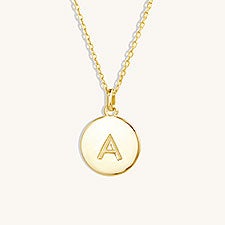 Engraved Initial Disc Necklace  - 39985D
