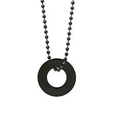 Personalized Men's Black Steel Circle Pendant  - 40174D
